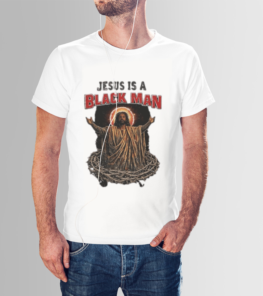 Jesus Is A Black Man With Thorns And Radiant Halo T-Shirt