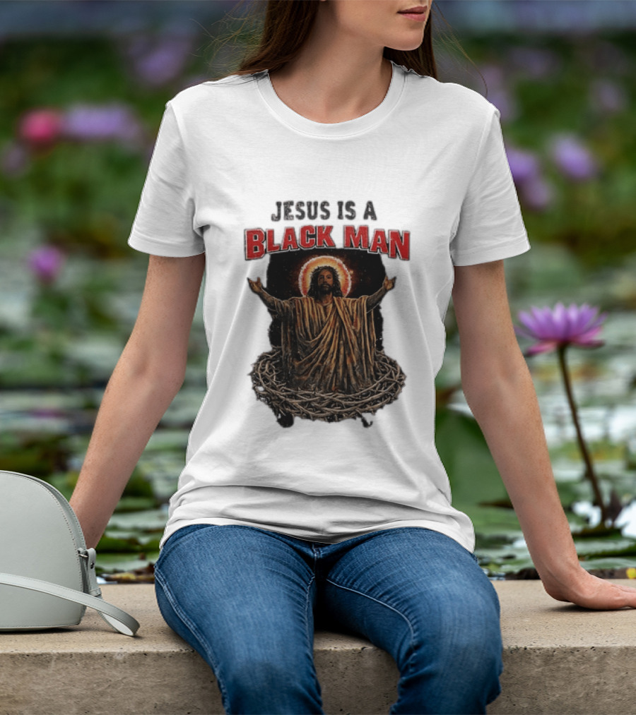 Jesus Is A Black Man With Thorns And Radiant Halo T-Shirt