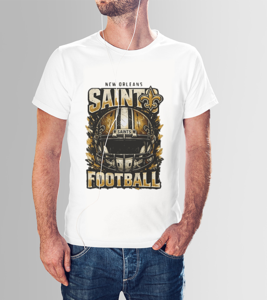 New Orleans Saints Football Helmet Distressed Fleur De Lis T-Shirt