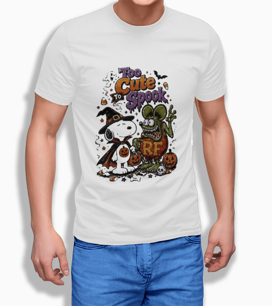 Too Cute To Spook Peanuts Snoopy X Rat Fink Halloween T-Shirt