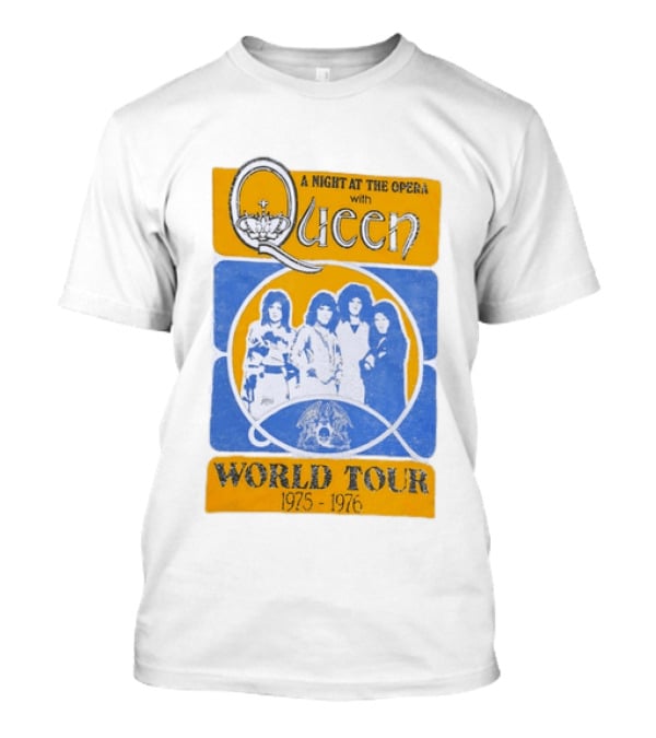 Queen A Night At The Opera World Tour 1975 1976 Vintage Band Photo T-Shirt