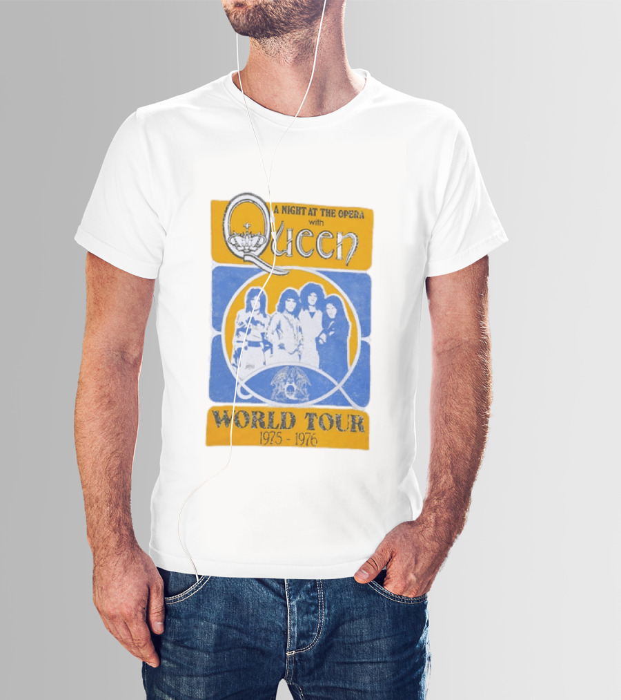 Queen A Night At The Opera World Tour 1975 1976 Vintage Band Photo T-Shirt