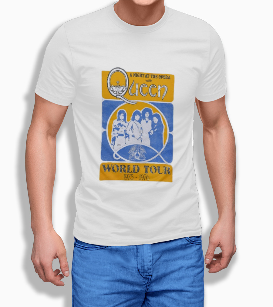 Queen A Night At The Opera World Tour 1975 1976 Vintage Band Photo T-Shirt