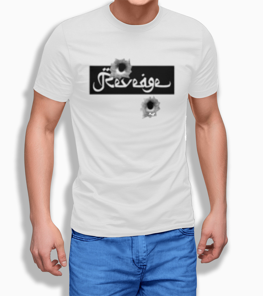 Revenge Arabic Text White Black Fusion T-Shirt