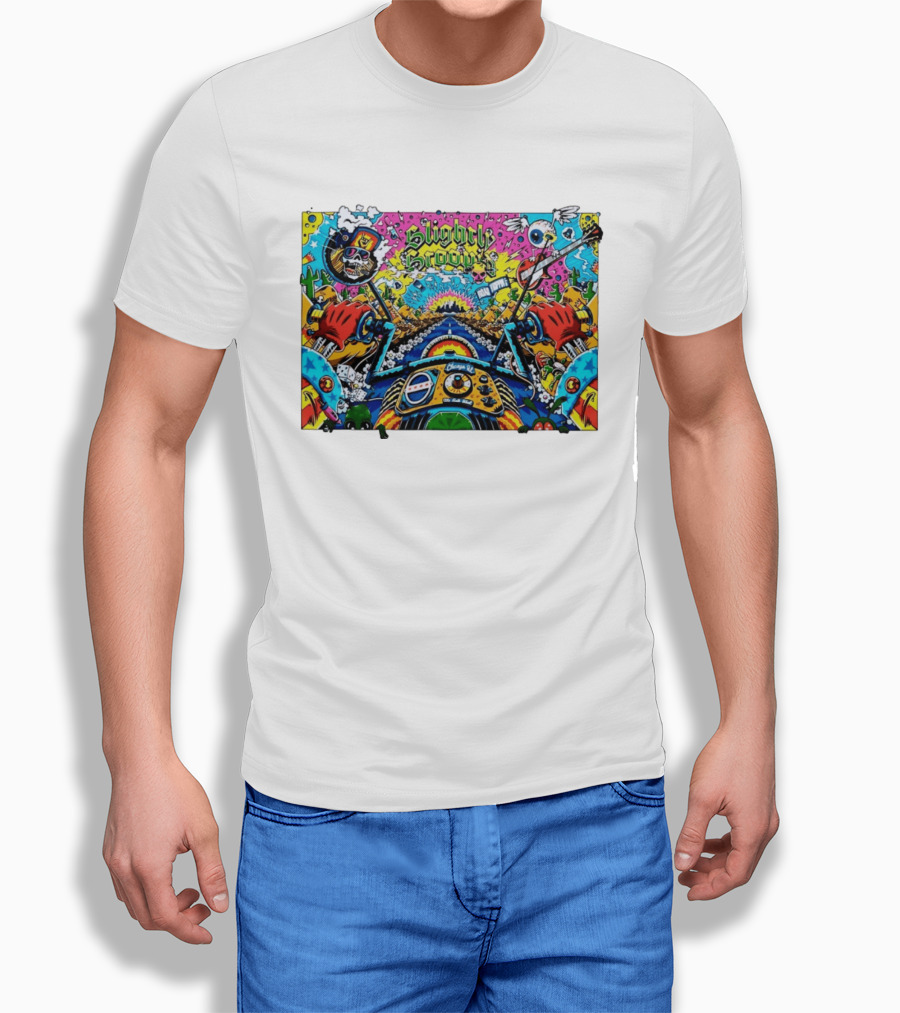 Slightly Stoopid Road Trippin Chicago IL Tour Art Alive Bird Skull Cactus Trippy Vibes T-Shirt