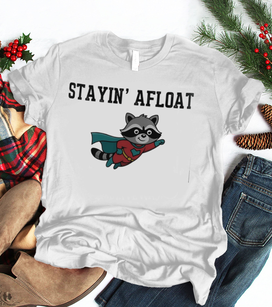 Stayin' Afloat Superhero Raccoon Flying Heroic Animal T-Shirt