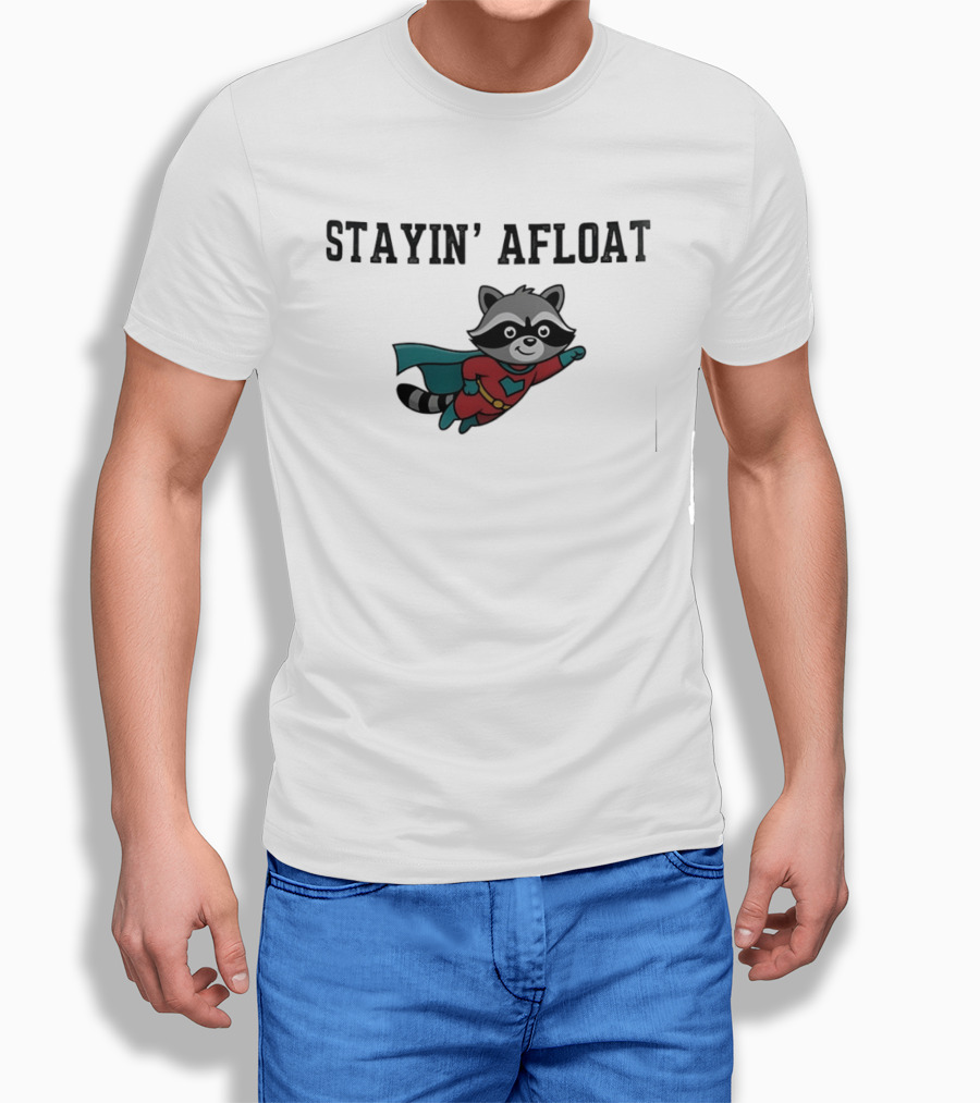 Stayin' Afloat Superhero Raccoon Flying Heroic Animal T-Shirt