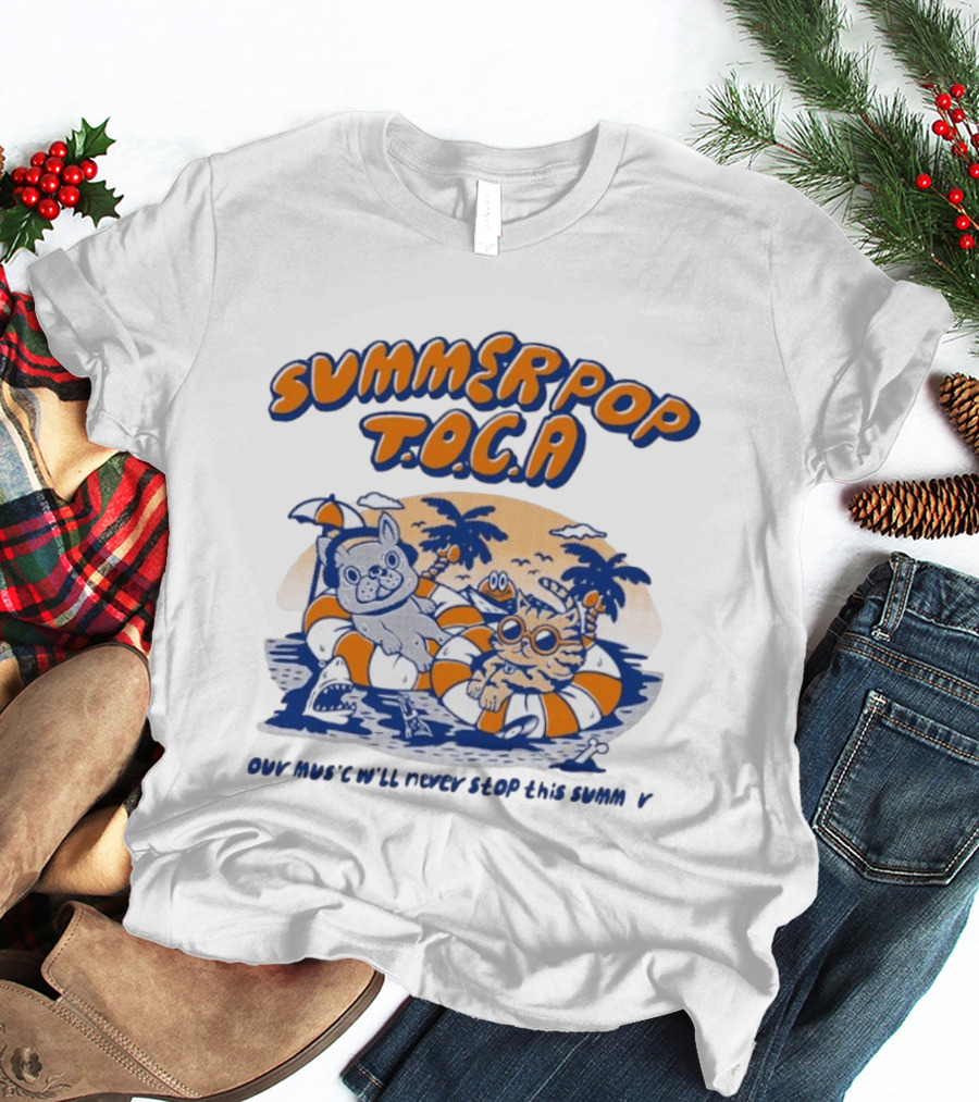 Summer Pop TOCA French Bulldog And Cat Endless Summer Music Vibes T-Shirt