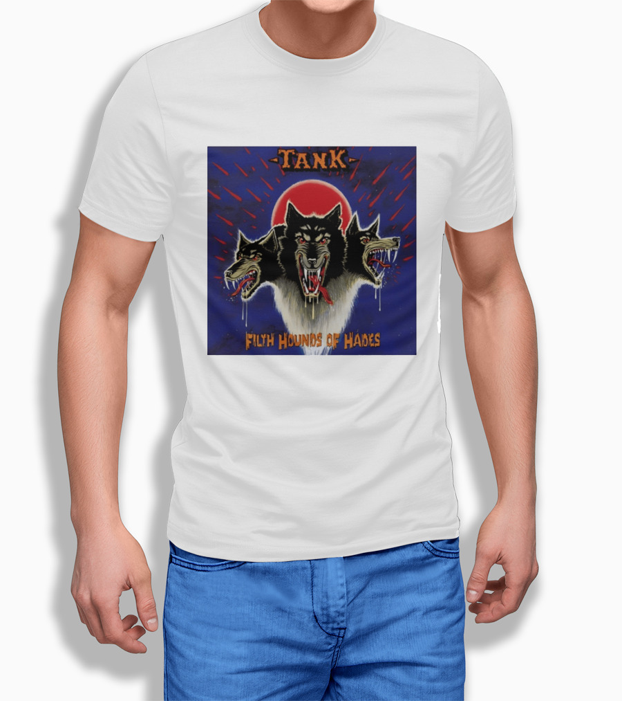 Tank Filth Hounds Of Hades Album Cover Heavy Metal Three Headed Dog Red Moon T-Shirt