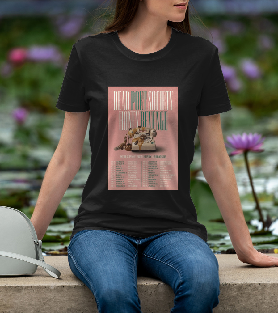 Dead Poet Society Honey Revenge 2026 USA Tour With Hunny And Broadside T-Shirt