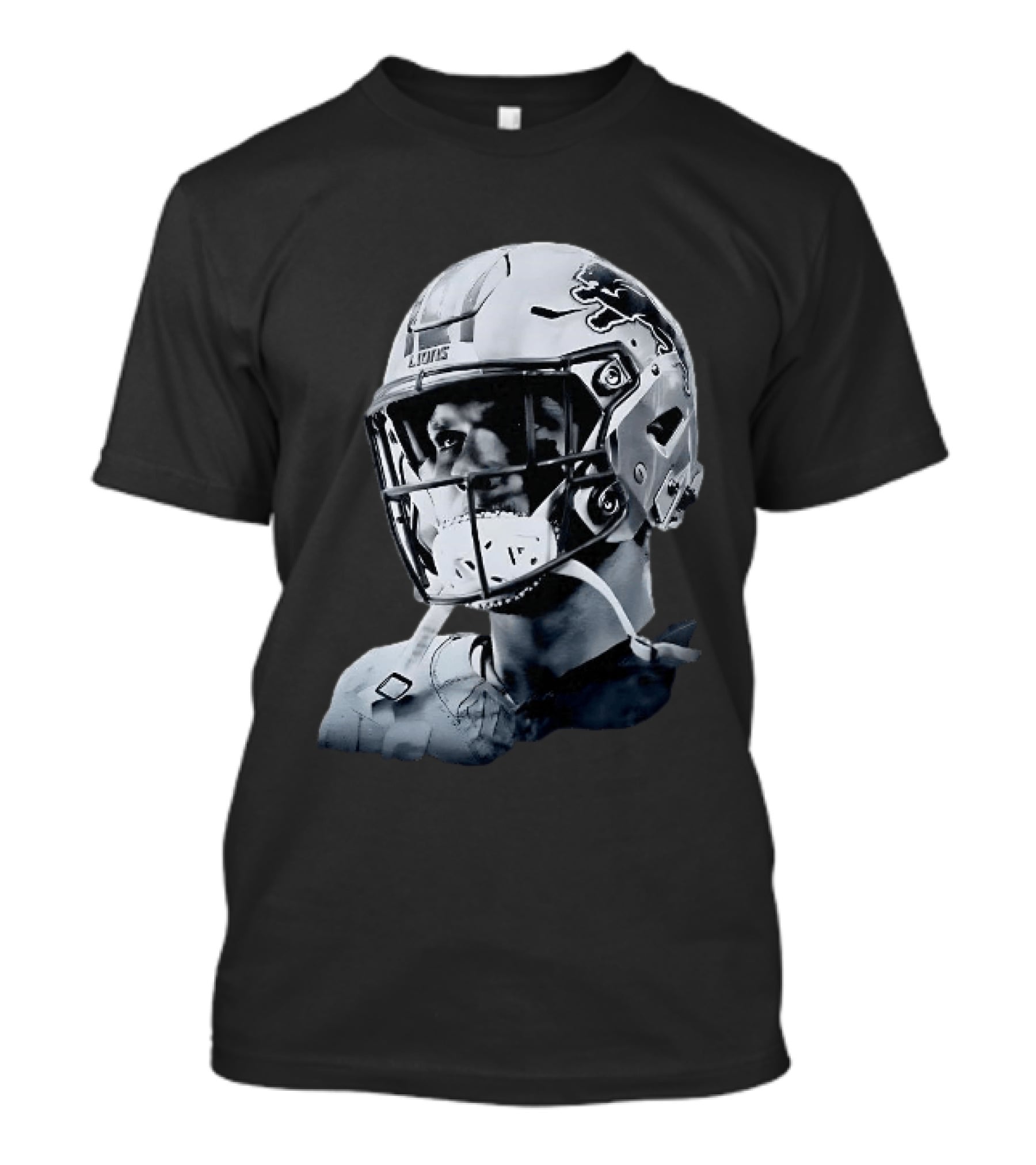 Detroit Lions Aidan Hutchinson Charcoal House Helmet Artistry T-Shirt