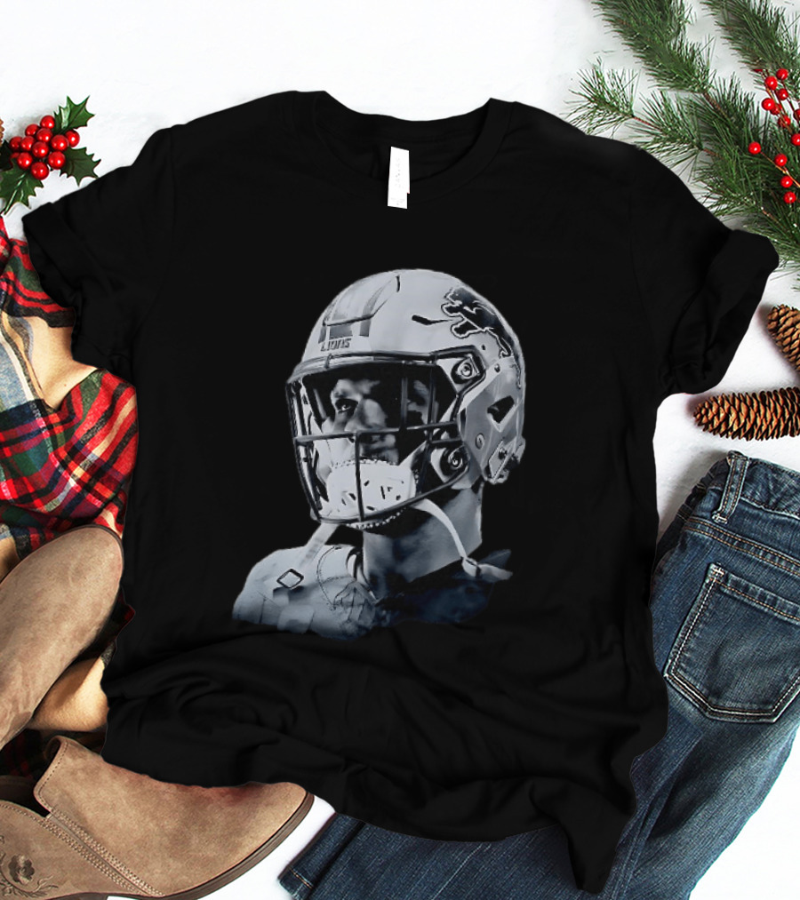 Detroit Lions Aidan Hutchinson Charcoal House Helmet Artistry T-Shirt