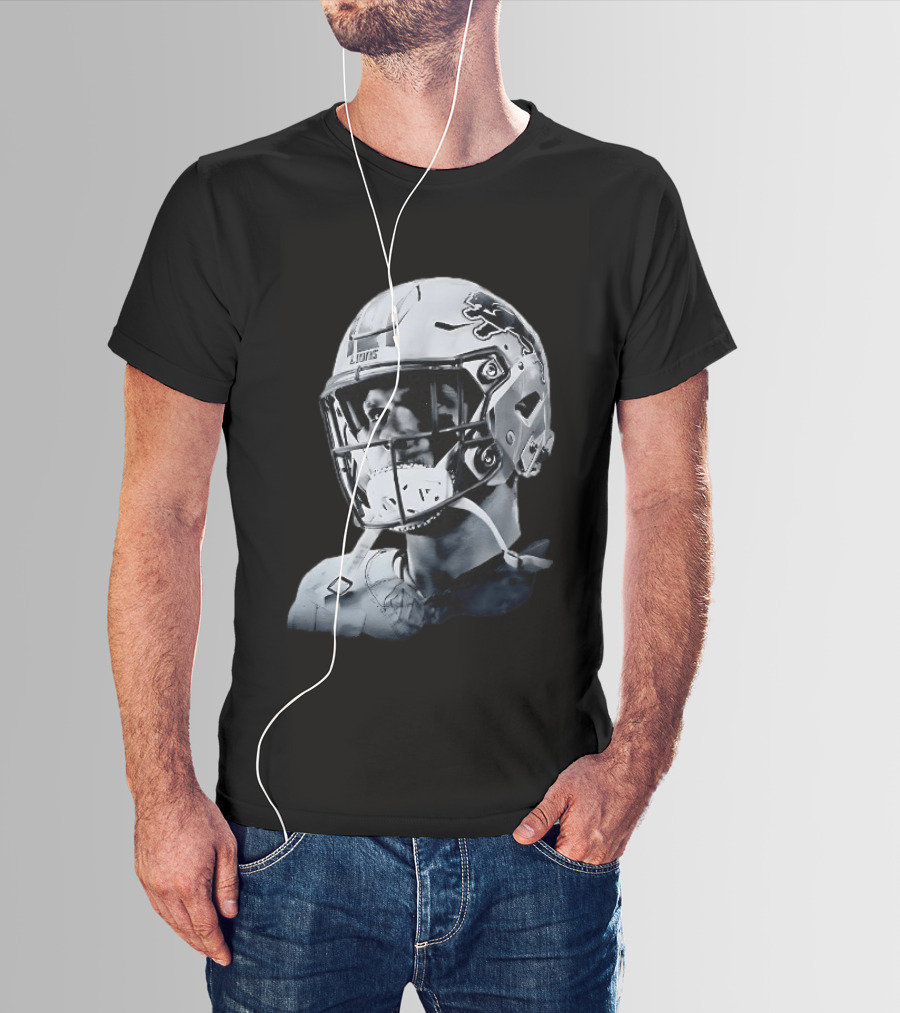 Detroit Lions Aidan Hutchinson Charcoal House Helmet Artistry T-Shirt