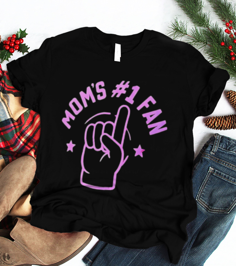 Mom's #1 Fan Hand Gesture Pink T-Shirt