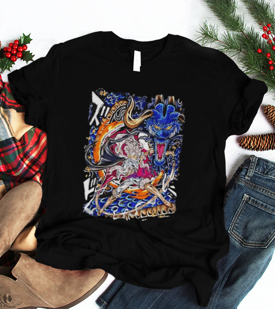Monkey D Luffy Gear 5 Vs Kaido Epic One Piece Anime Manga Battle Scene T-Shirt