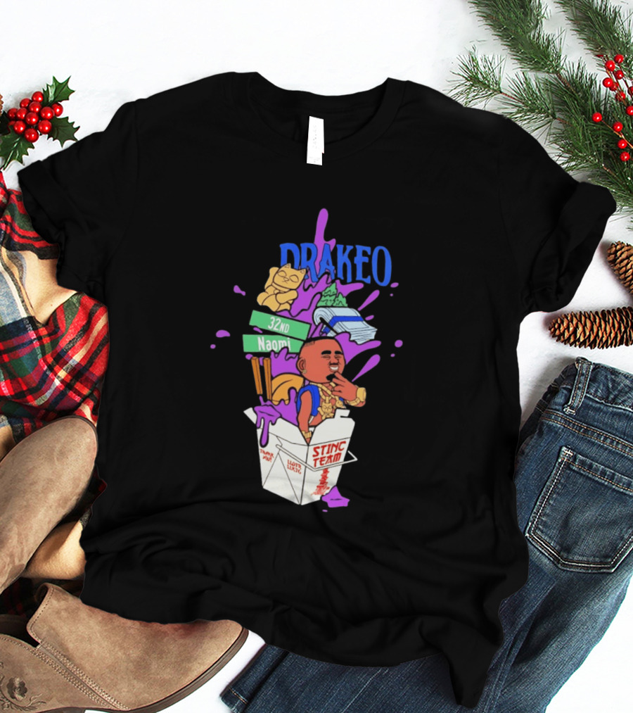 Drakeo The Ruler Stinc Team 32nd Naomi Lucky Cat And Chopsticks T-Shirt
