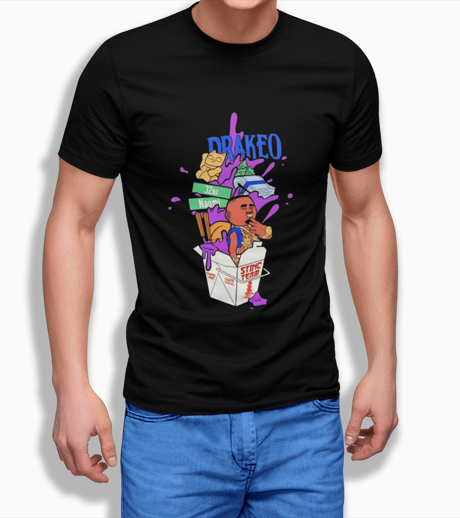 Drakeo The Ruler Stinc Team 32nd Naomi Lucky Cat And Chopsticks T-Shirt