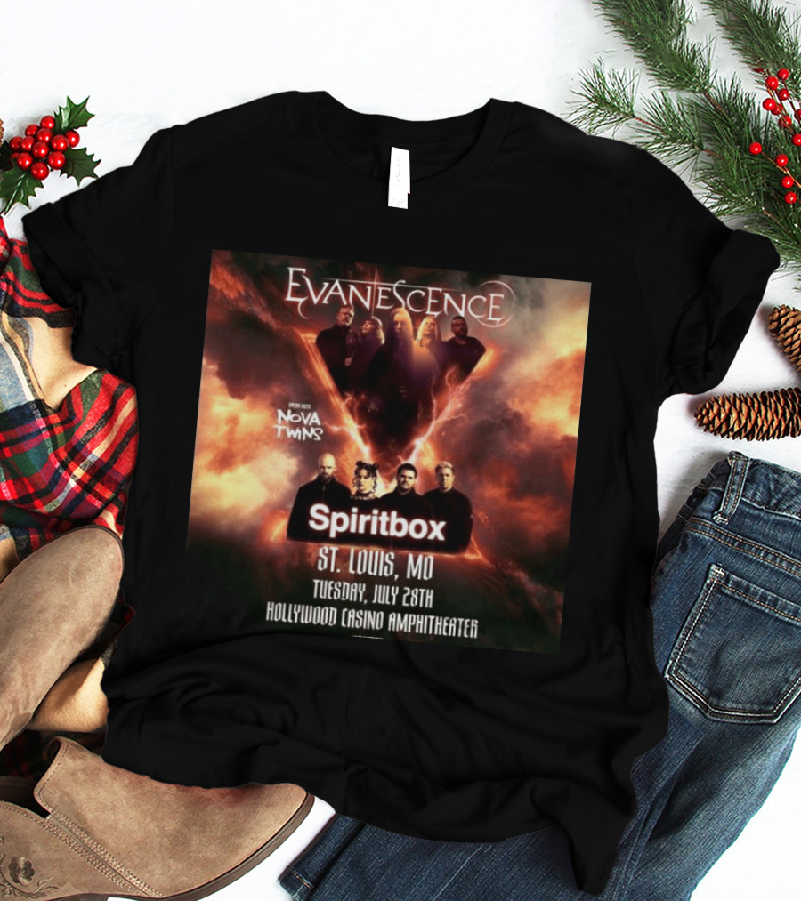 Evanescence Nova Twins Spiritbox Concert St. Louis MO July 28 Hollywood Casino Amphitheater T-Shirt