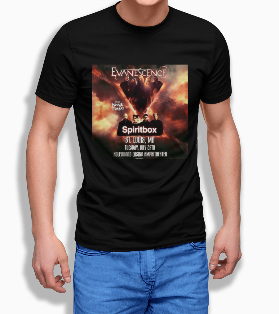 Evanescence Nova Twins Spiritbox Concert St. Louis MO July 28 Hollywood Casino Amphitheater T-Shirt