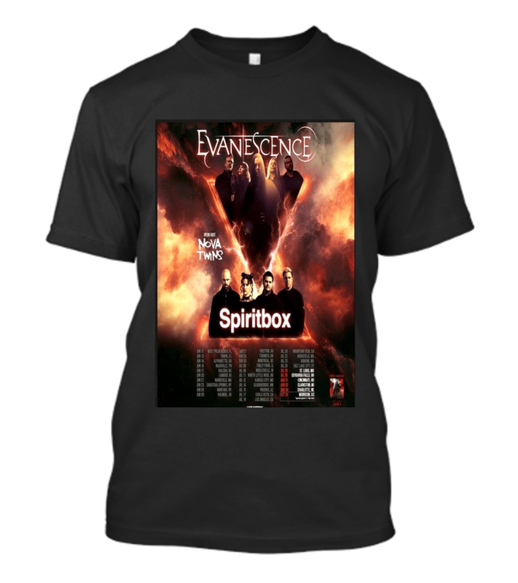 Evanescence US Tour 2026 Featuring Nova Twins And Spiritbox T-Shirt