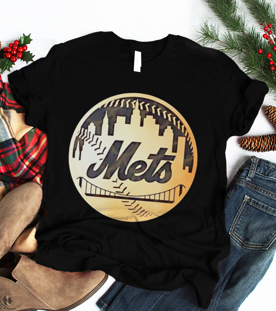 New York Mets Baseball Skyline Bridge MLB T-Shirt