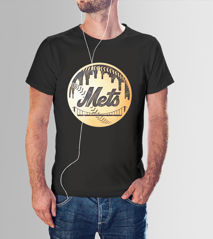New York Mets Baseball Skyline Bridge MLB T-Shirt