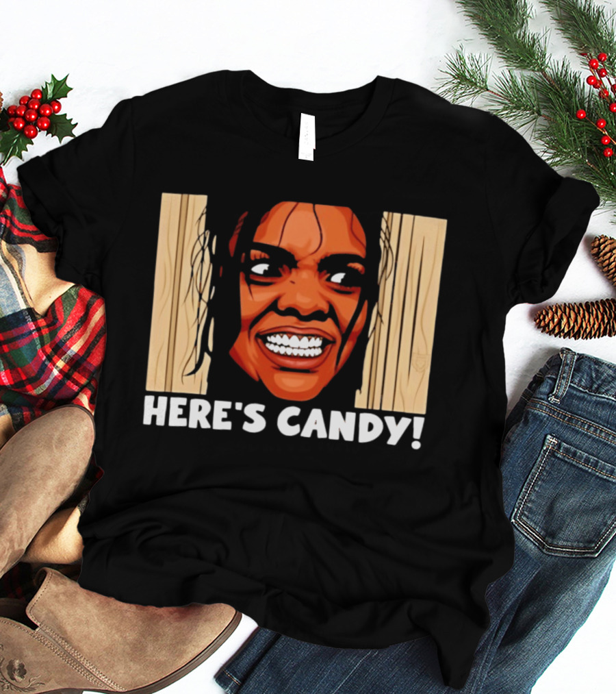 Here's Candy Horror Movie Halloween Face Breaking Through Wood T-Shirt