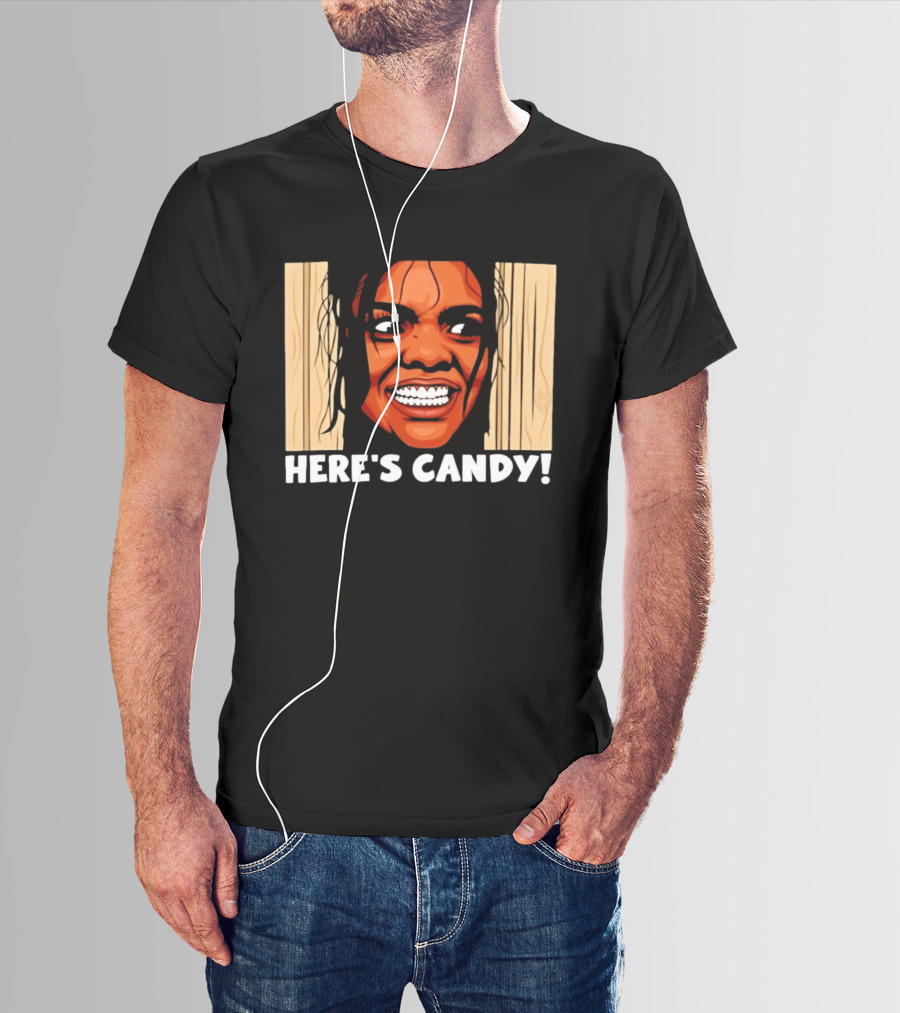 Here's Candy Horror Movie Halloween Face Breaking Through Wood T-Shirt