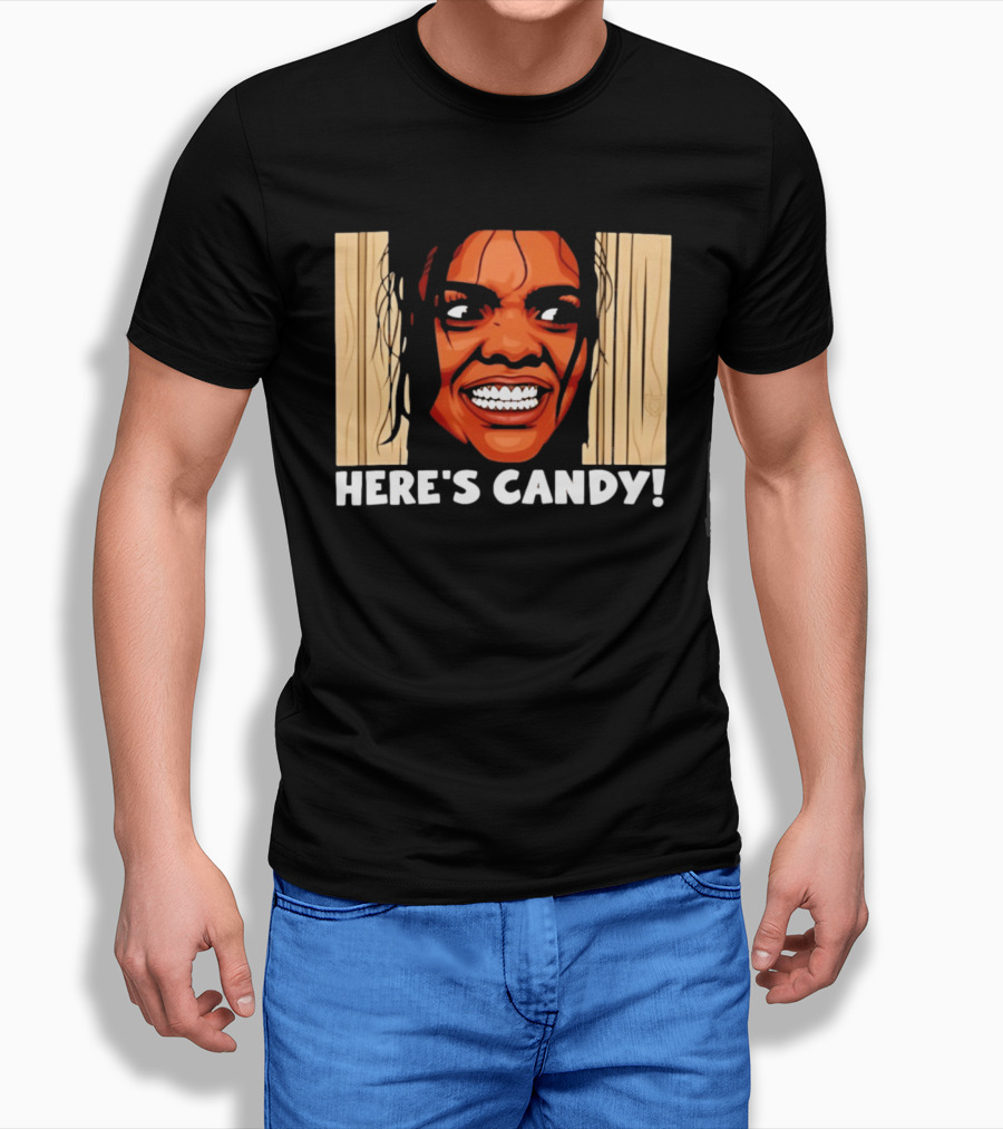 Here's Candy Horror Movie Halloween Face Breaking Through Wood T-Shirt