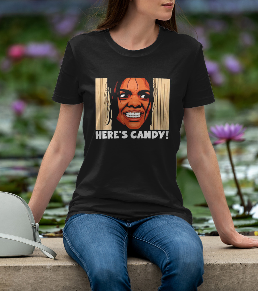 Here's Candy Horror Movie Halloween Face Breaking Through Wood T-Shirt