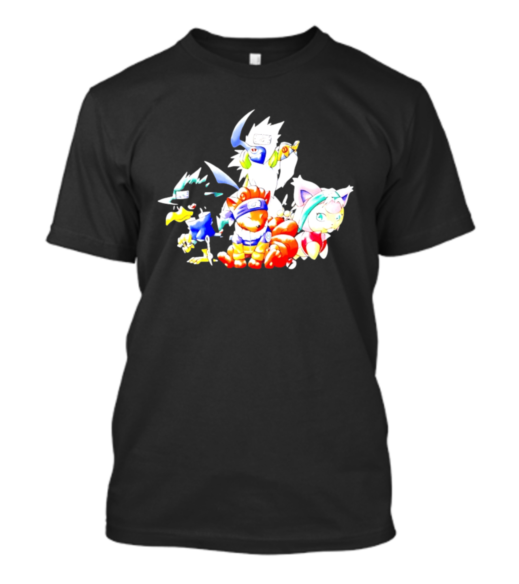 Chibi Pokemon Naruto Crossover With Animal Characters T-Shirt
