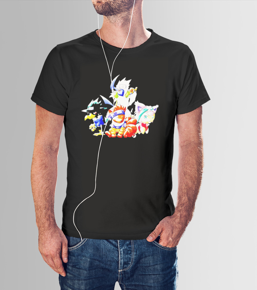 Chibi Pokemon Naruto Crossover With Animal Characters T-Shirt