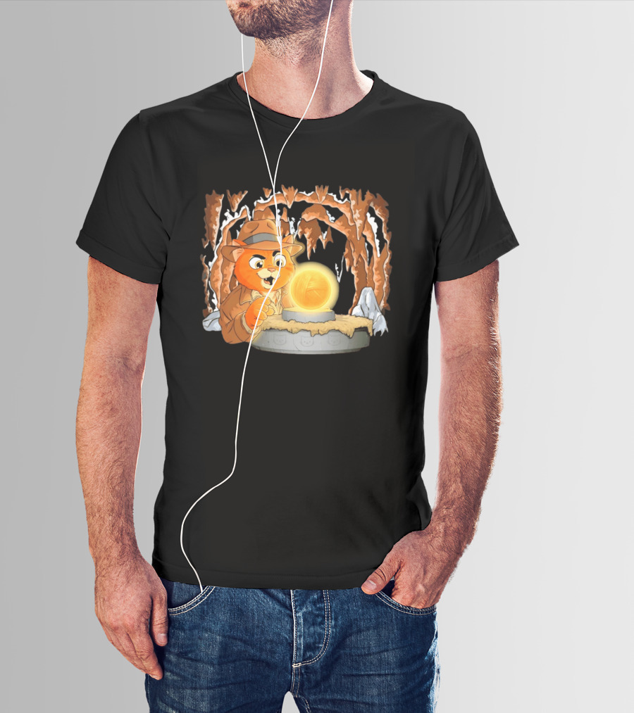 Raiders Of The Lost Yarn Cat Indiana Jones Golden Ball Relic Adventure T-Shirt