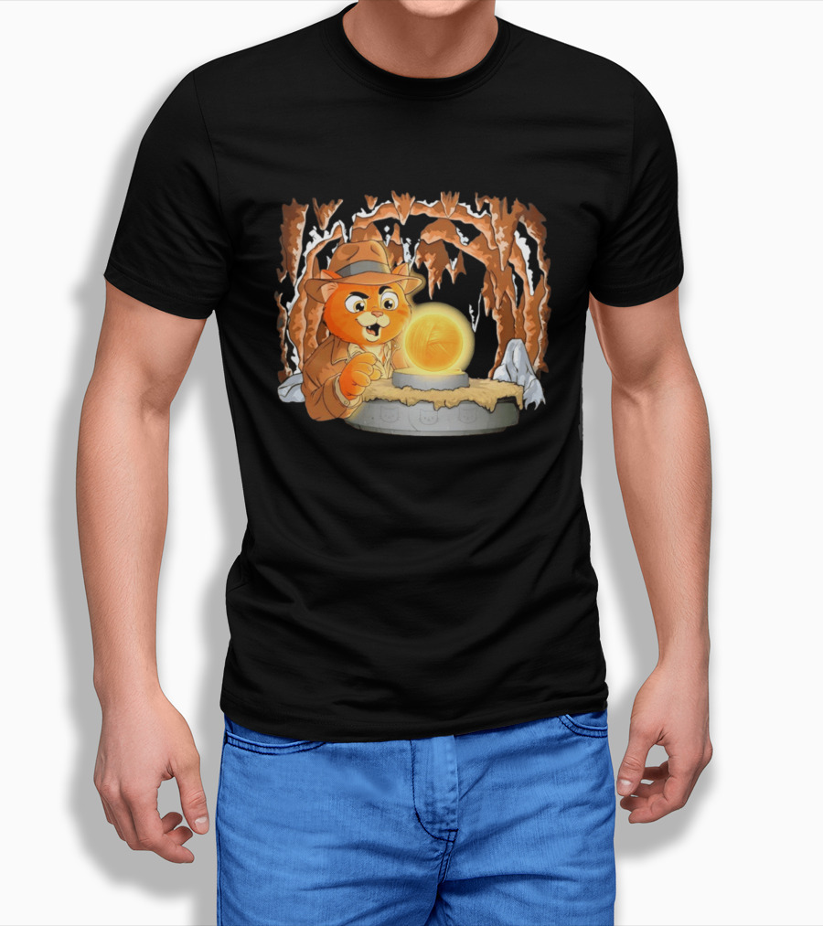 Raiders Of The Lost Yarn Cat Indiana Jones Golden Ball Relic Adventure T-Shirt