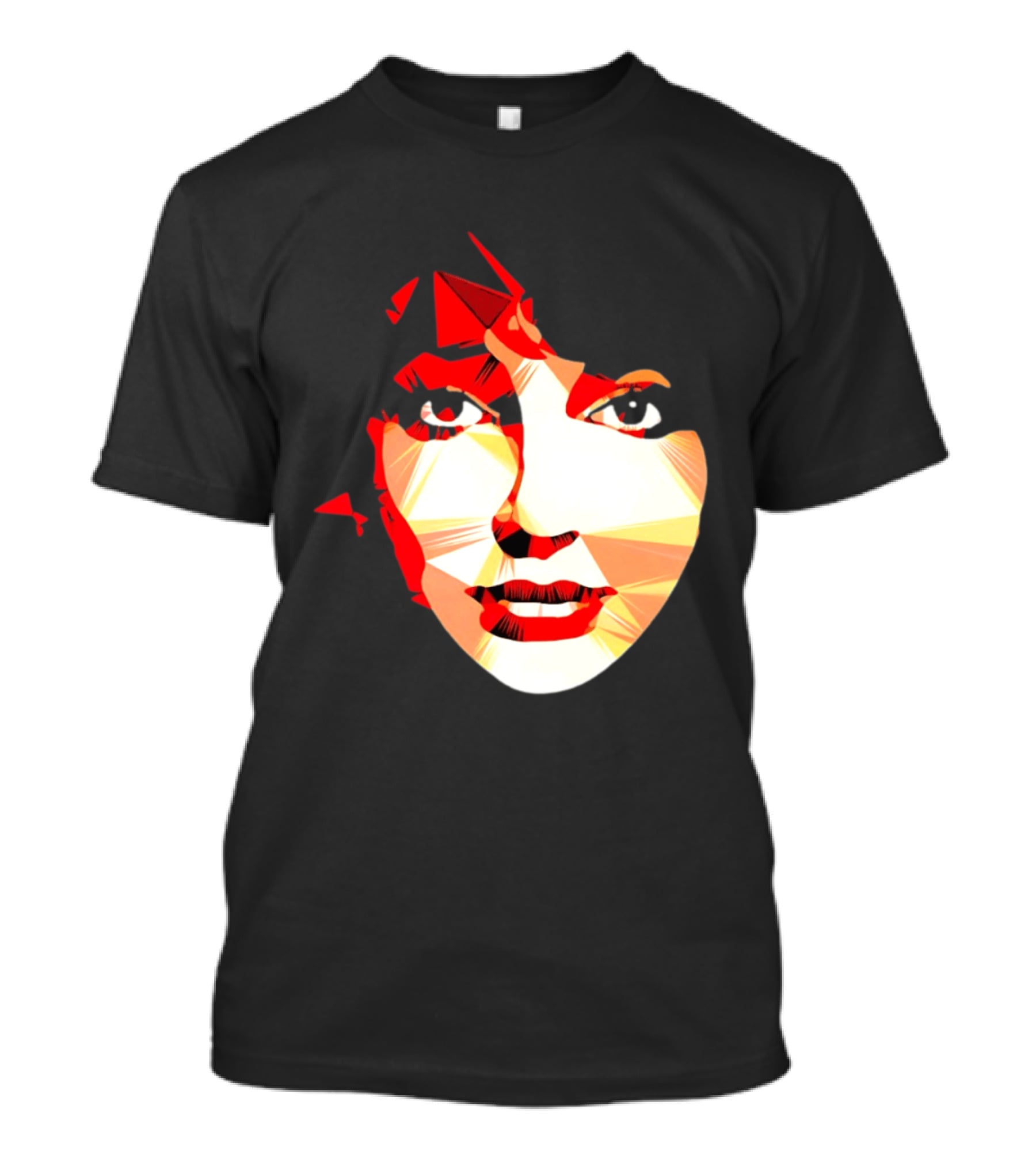 Kate Bush Geometric Pop Singer Red Orange Faceted T-Shirt