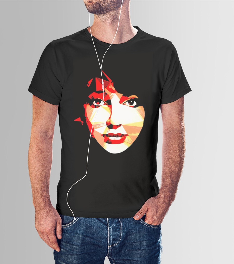 Kate Bush Geometric Pop Singer Red Orange Faceted T-Shirt