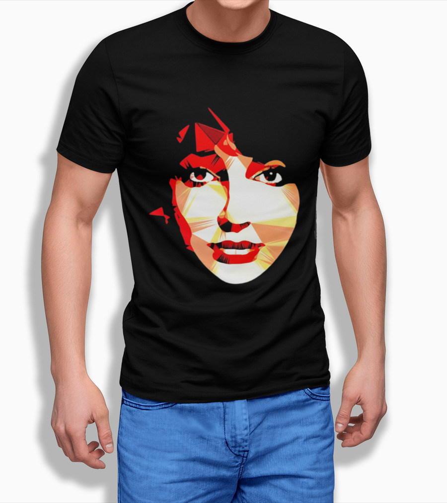 Kate Bush Geometric Pop Singer Red Orange Faceted T-Shirt