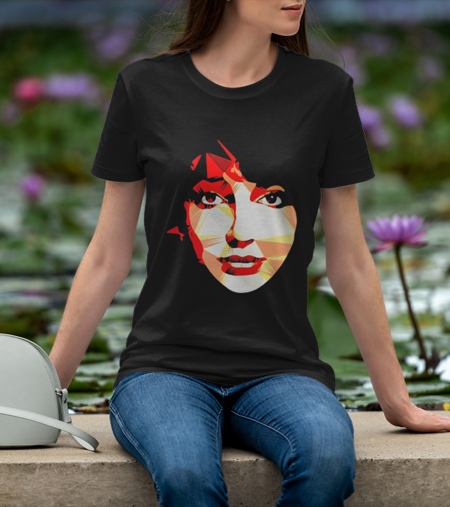 Kate Bush Geometric Pop Singer Red Orange Faceted T-Shirt