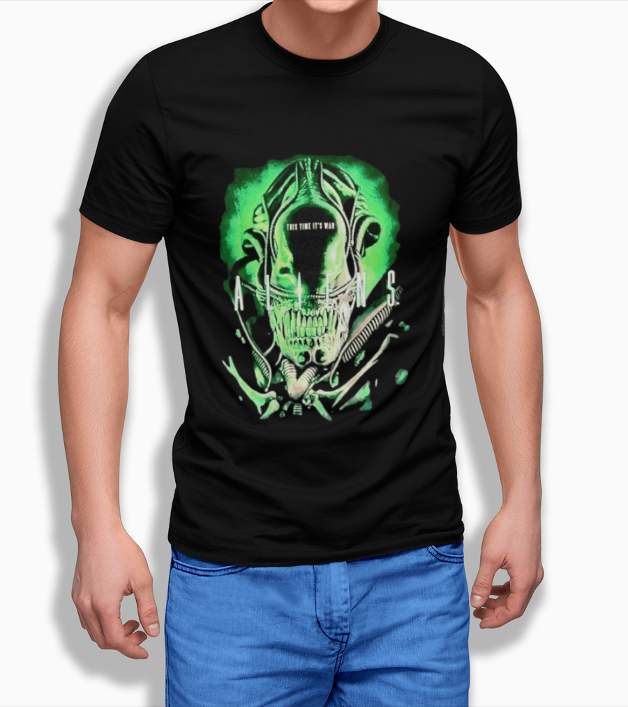Xenomorph Aliens This Time It's War Alien Franchise Movie T-Shirt