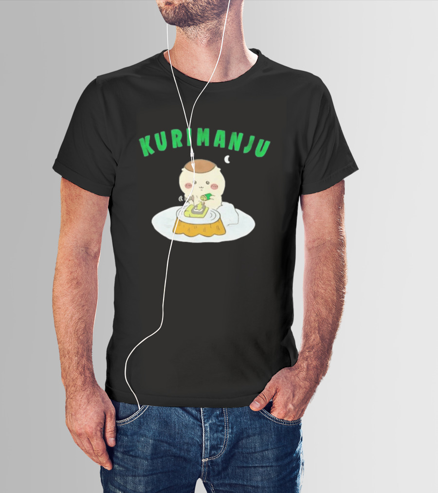 Kurimanju Chiikawa Eating At Night On Tree Stump T-Shirt