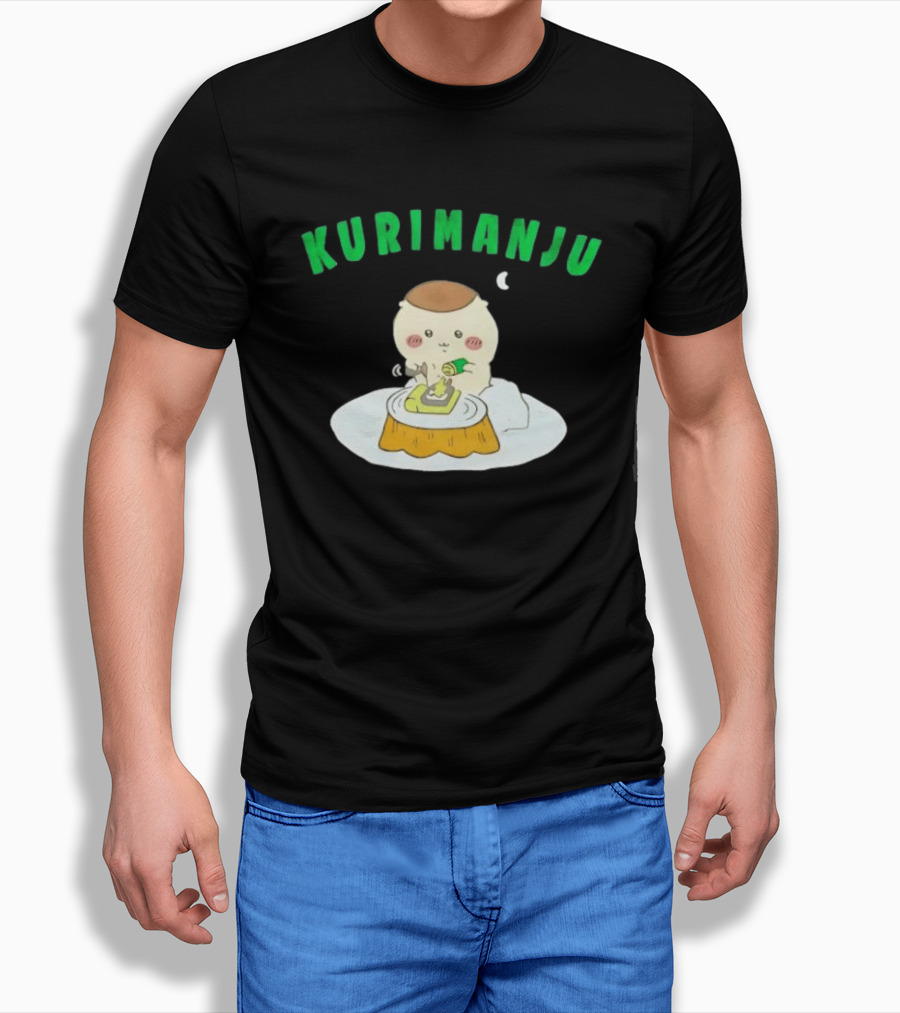Kurimanju Chiikawa Eating At Night On Tree Stump T-Shirt