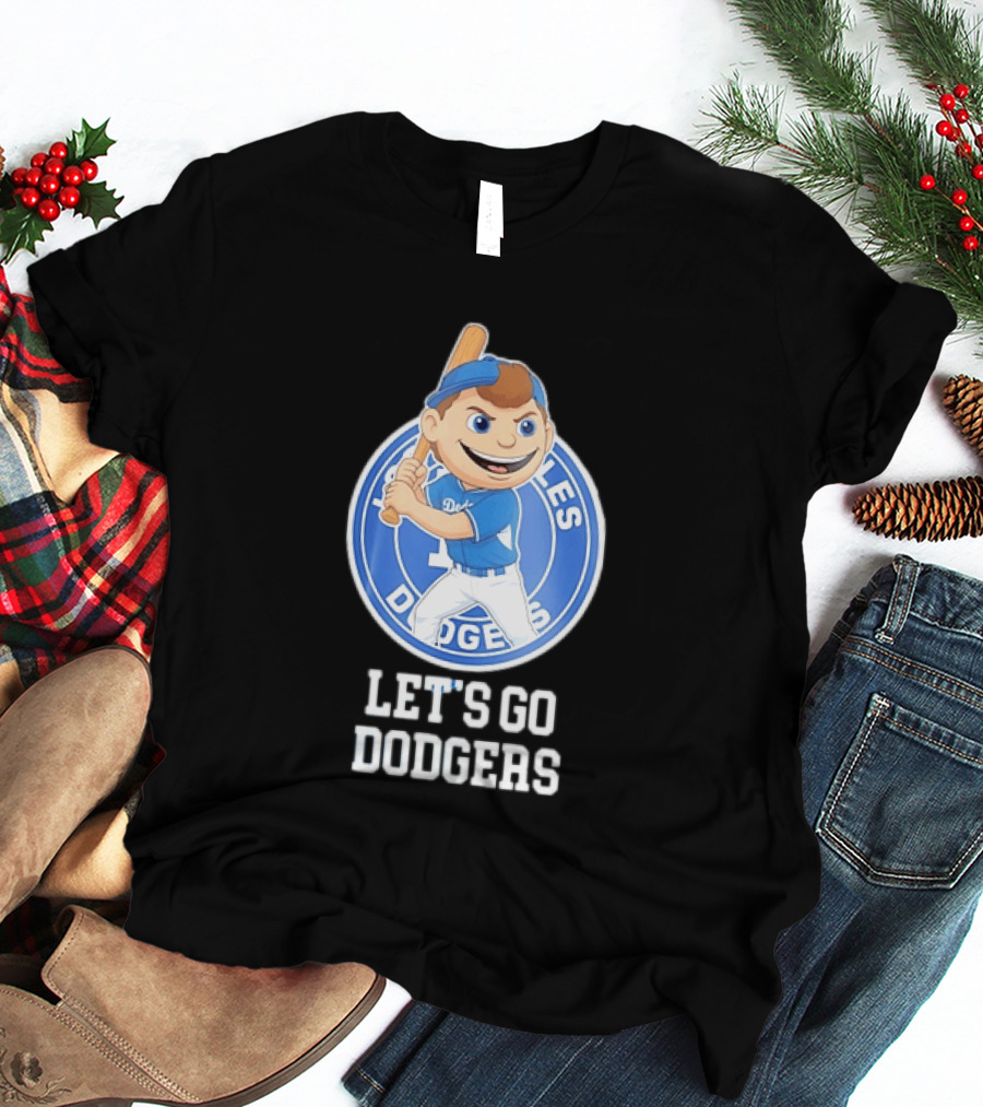 Los Angeles Dodgers Let's Go Dodgers Cartoon Character Baseball Bat T-Shirt
