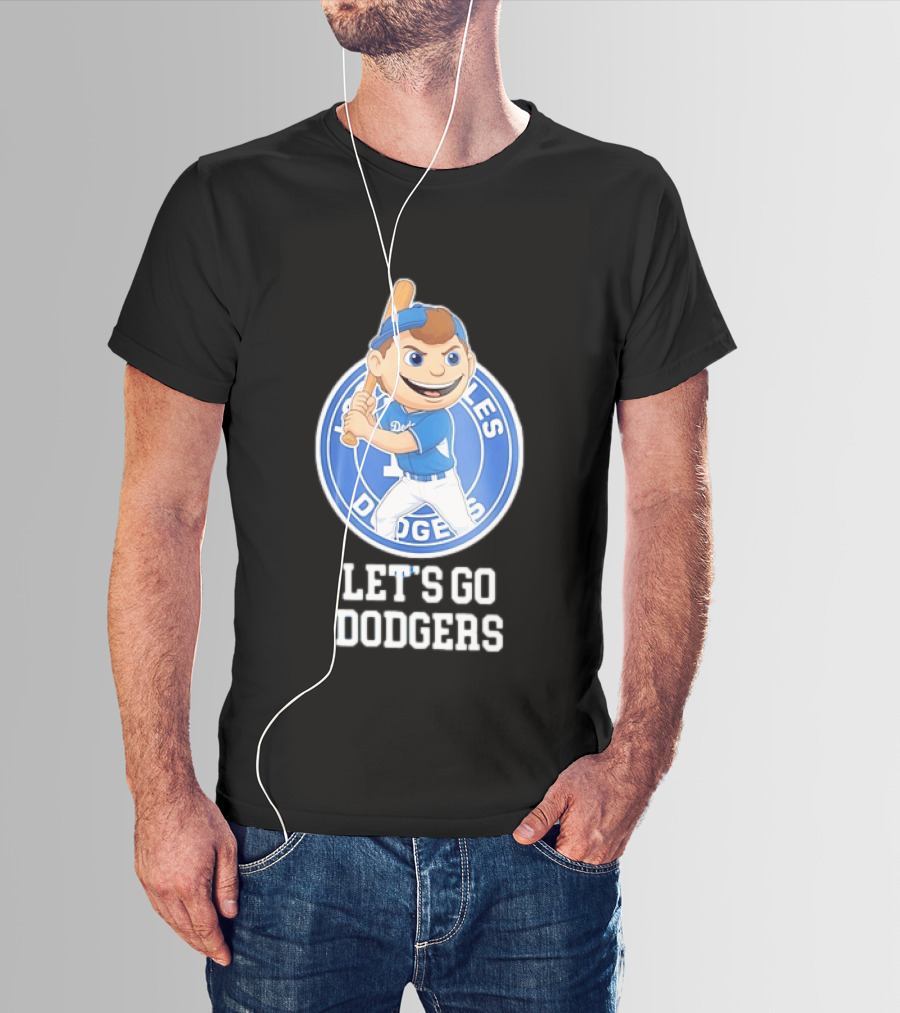 Los Angeles Dodgers Let's Go Dodgers Cartoon Character Baseball Bat T-Shirt