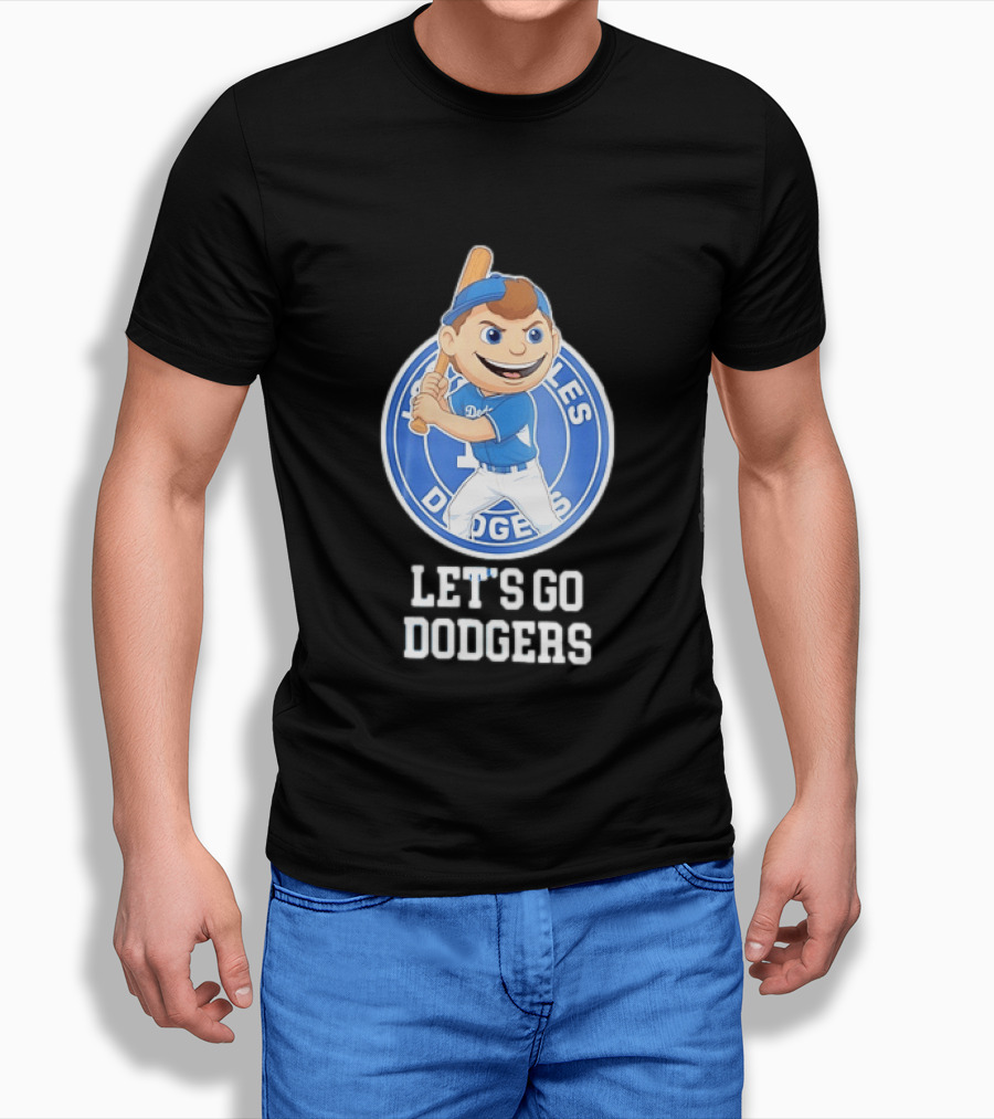 Los Angeles Dodgers Let's Go Dodgers Cartoon Character Baseball Bat T-Shirt