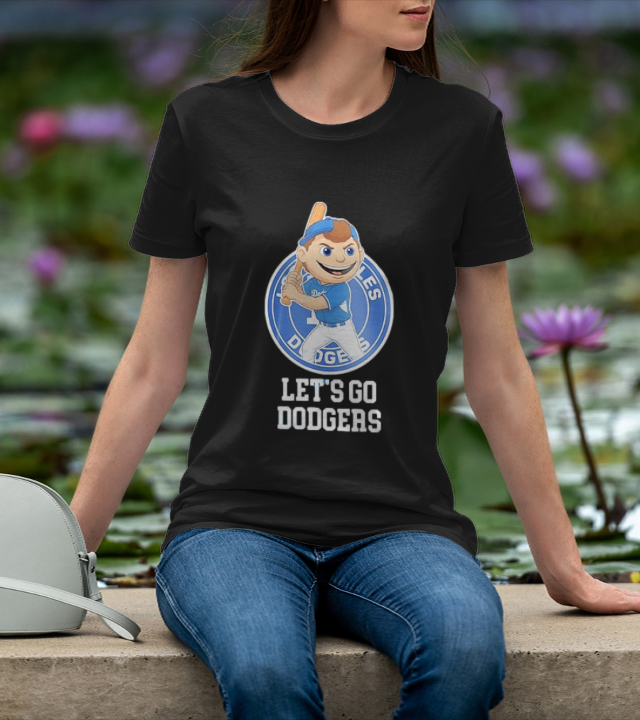 Los Angeles Dodgers Let's Go Dodgers Cartoon Character Baseball Bat T-Shirt