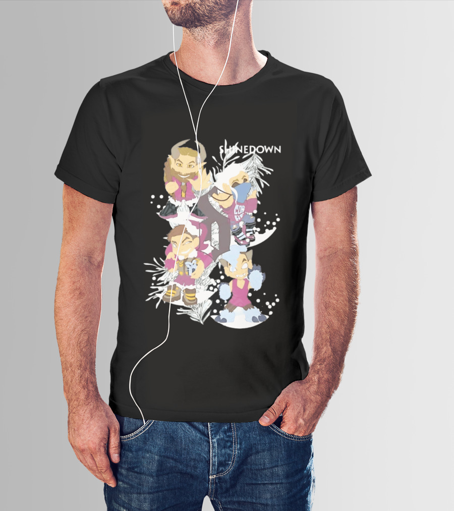Shinedown Chibi Band Members Holiday Christmas Decor T-Shirt