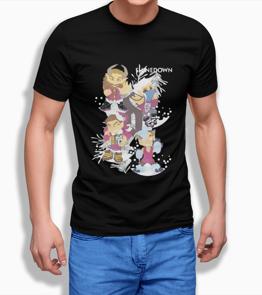Shinedown Chibi Band Members Holiday Christmas Decor T-Shirt