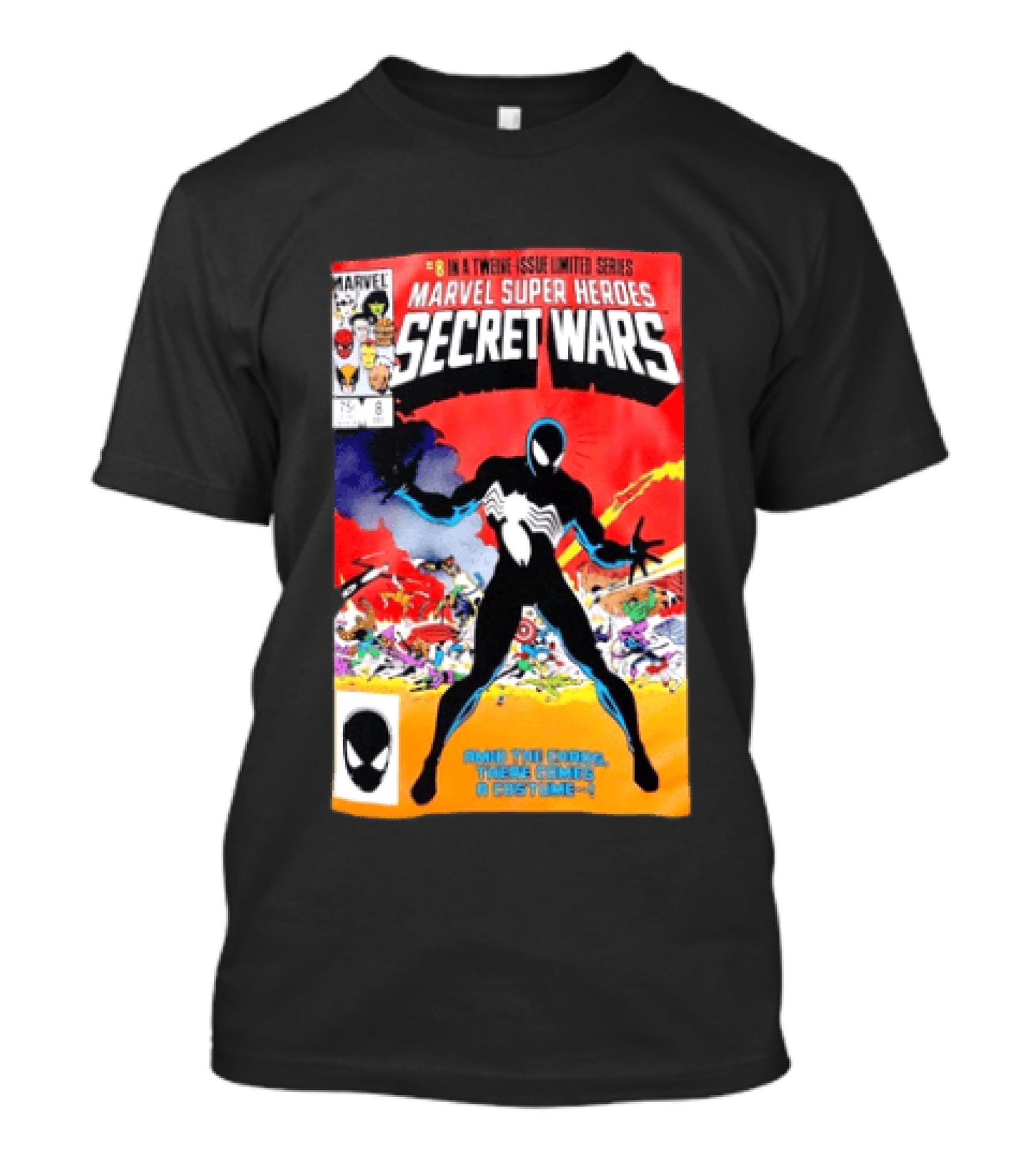 Marvel Super Heroes Secret Wars Issue 8 Spider Man Black Suit Comic Cover T-Shirt