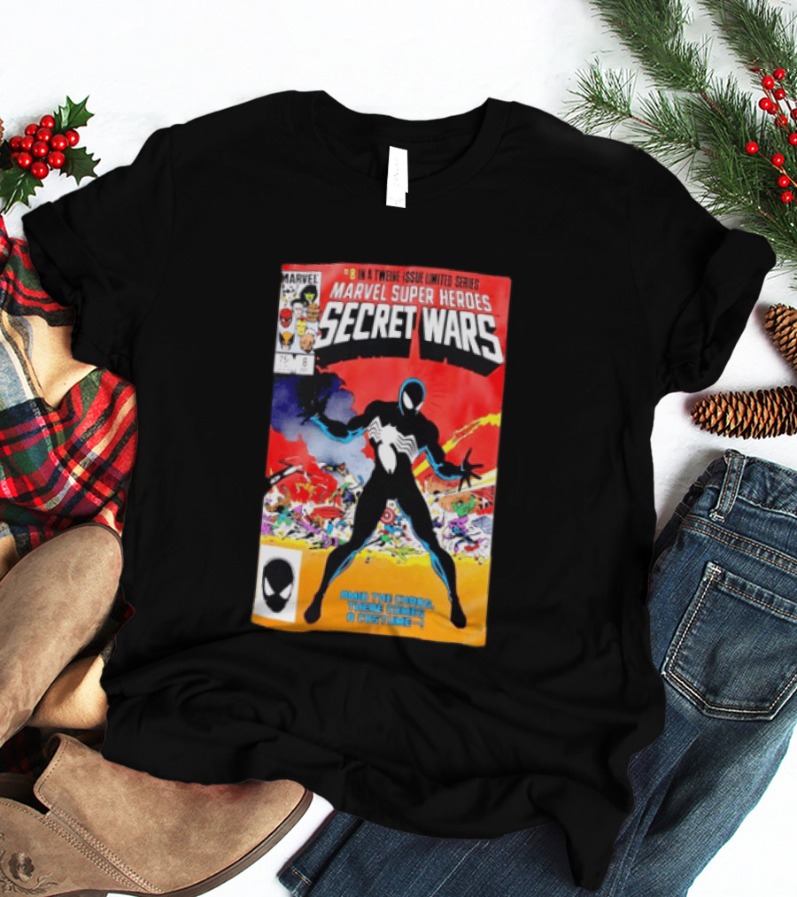 Marvel Super Heroes Secret Wars Issue 8 Spider Man Black Suit Comic Cover T-Shirt