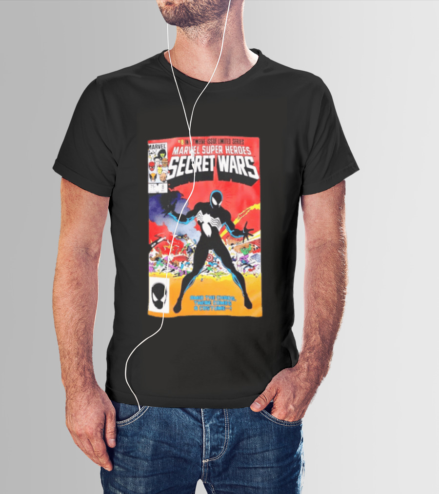Marvel Super Heroes Secret Wars Issue 8 Spider Man Black Suit Comic Cover T-Shirt